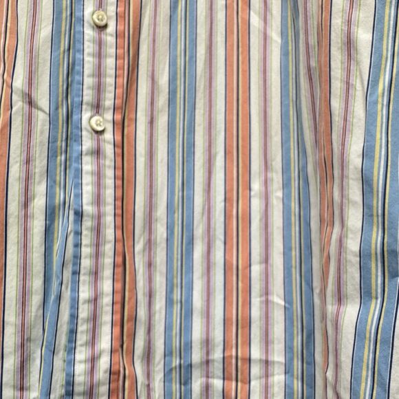 Scott Barber Shirt XXL Cotton Striped Blue Orange Long Sleeve Button - Picture 3 of 6